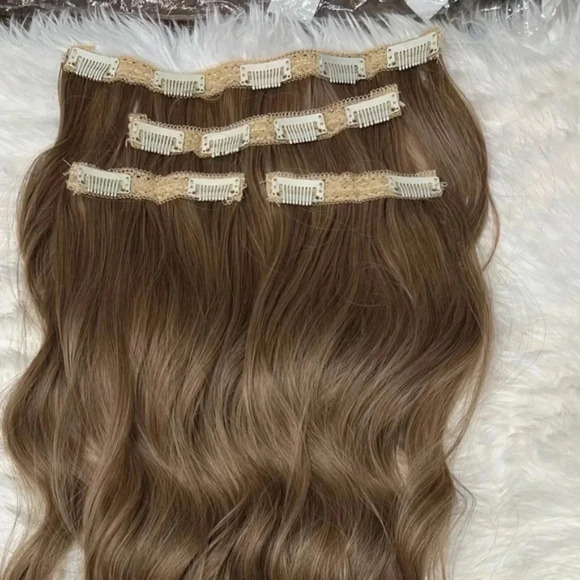 Clip In Dark Blonde Curly Long Hair Extensions Thick pieces - Picture 5 of 7